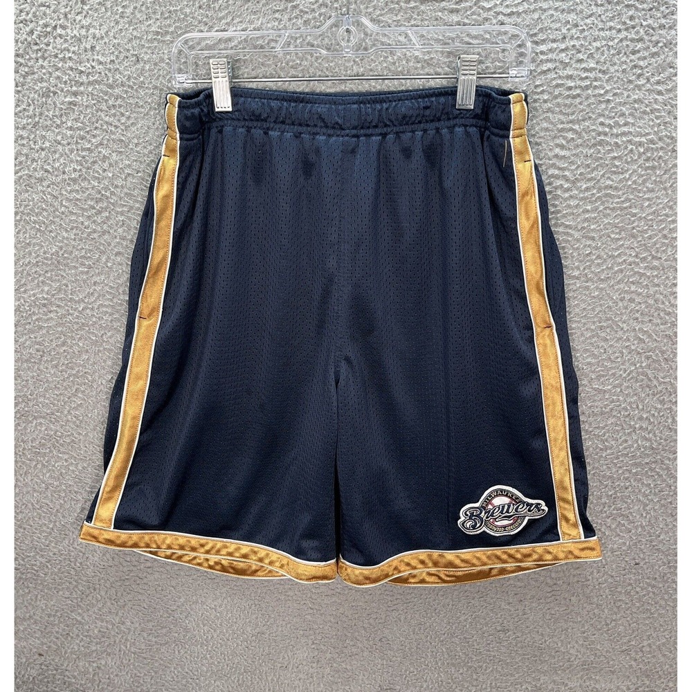 Milwaukee Brewers Shorts Adult Large Blue Gold Mesh True Fan MLB Baseball